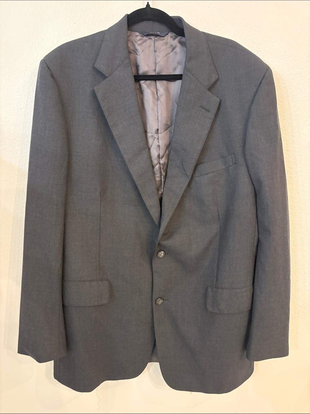 Brooks Brothers BrooksEase Men's Gray 100% Wool 2-Button Sport Coat Blazer 44L